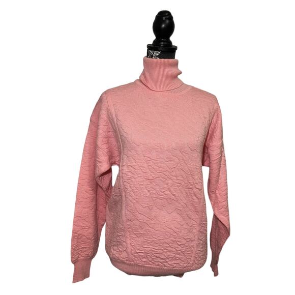 Vintage Tyrolia by Head Textured Knit Turtleneck Sweater Baby Pink - Size Medium - Picture 3 of 8